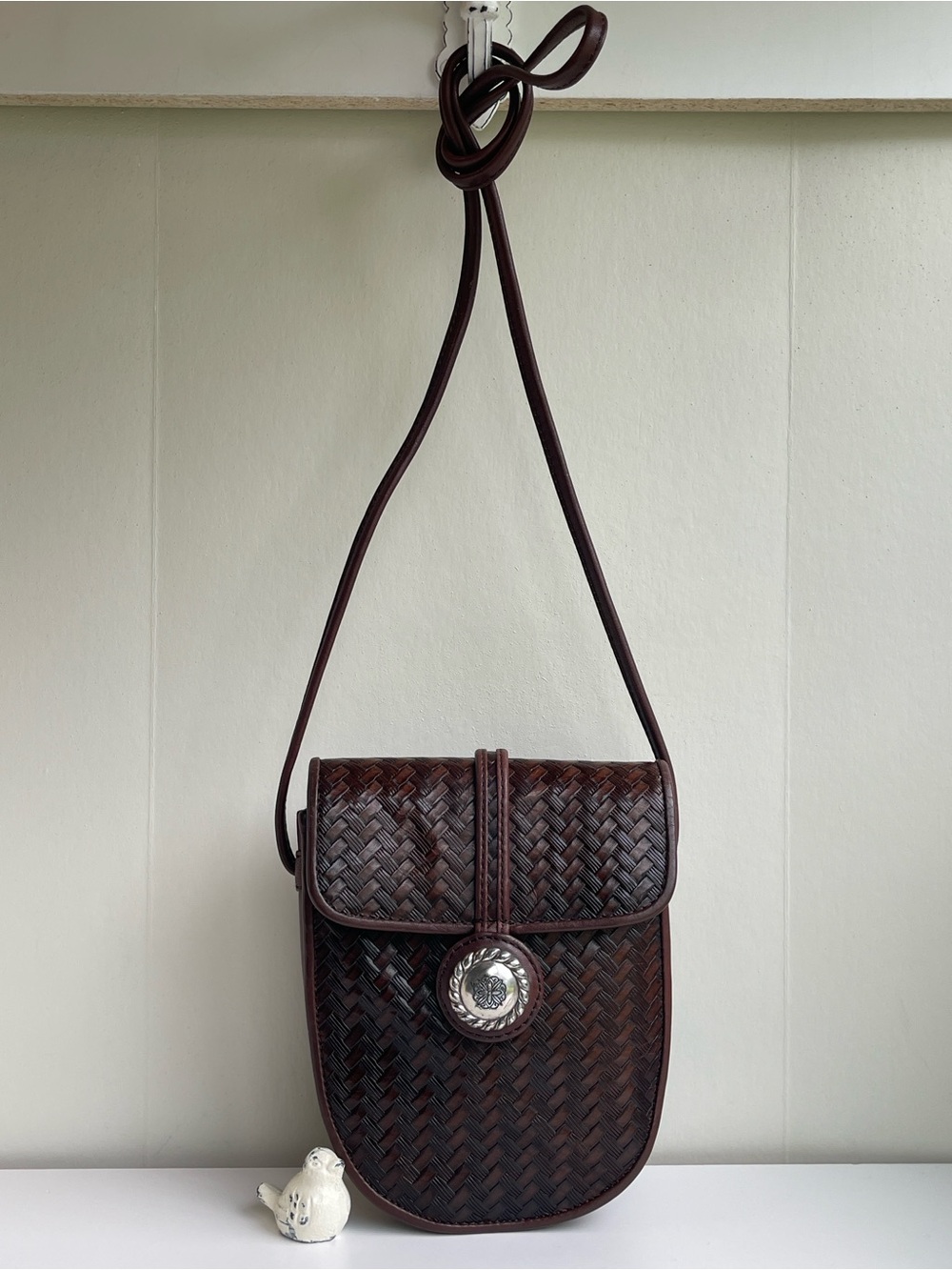 Brighton One World Brown Woven Leather Crossbody Bag - Picture 4 of 16